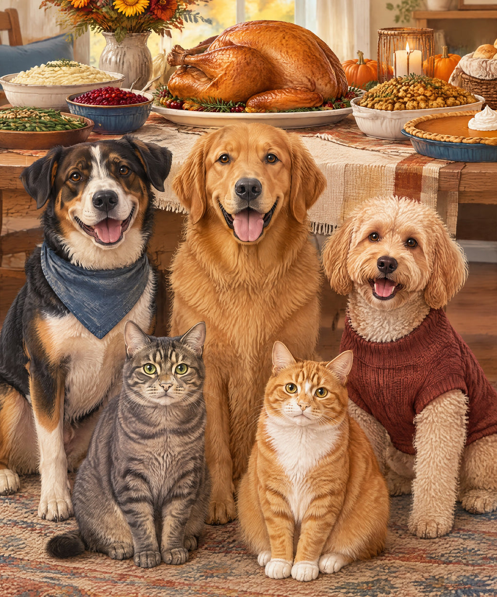 Pets Before the Buffet blanket, full design