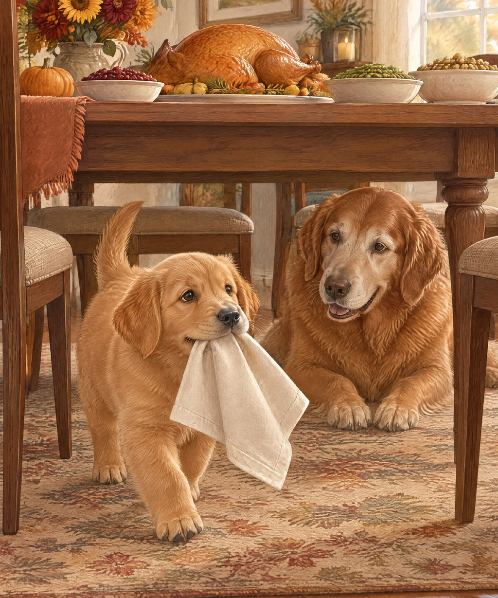 Puppy with a Napkin blanket, full design