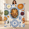 Blue-and-White Setting blanket, held open