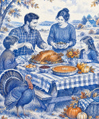 Cobalt Toile Picnic blanket, full design