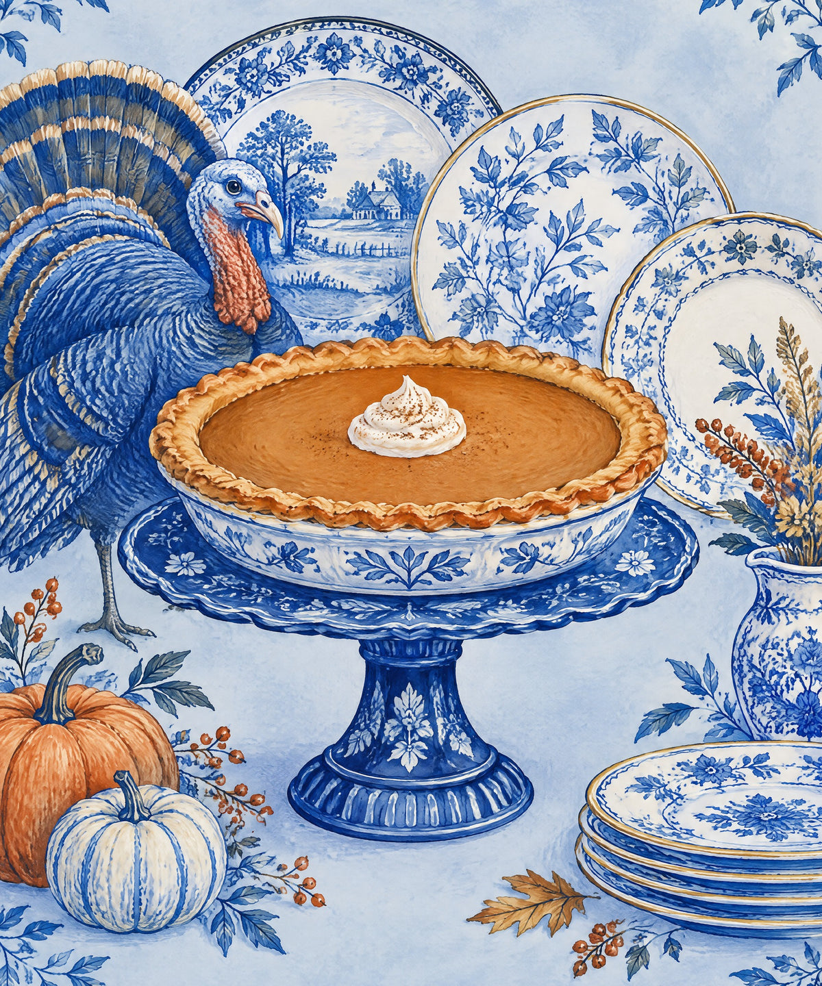 Pie on a Cobalt Stand blanket, full design