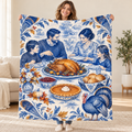 Oval Feast in Blue blanket, held open