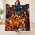 Lantern Garden Dinner blanket, held open