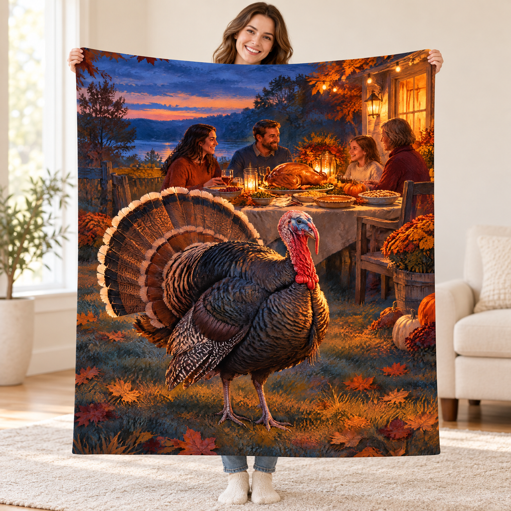 Turkey at Blue Hour blanket, held open