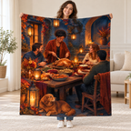 Courtyard Lanterns blanket, held open
