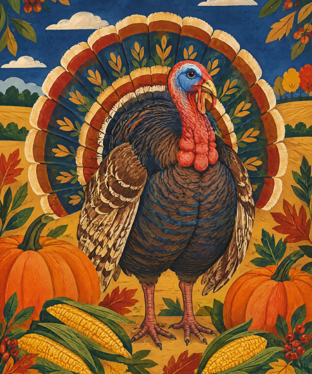 Monumental Folk Turkey blanket, full design