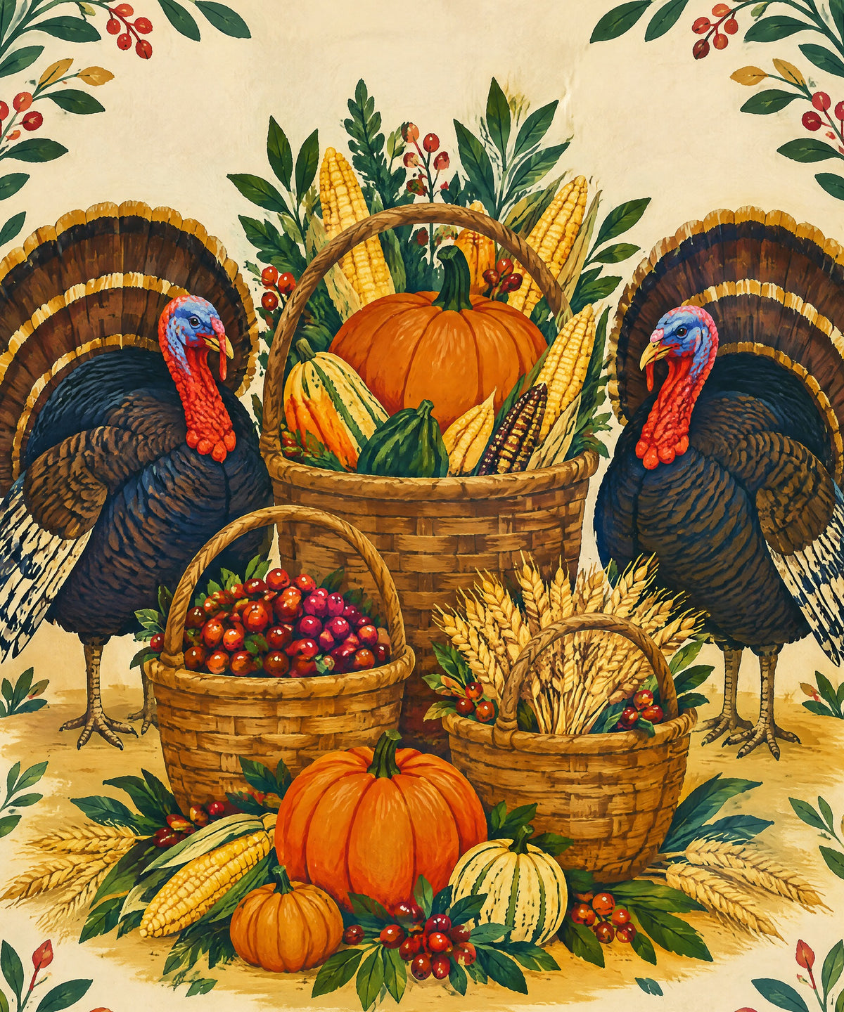 Three Harvest Baskets blanket, full design