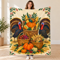 Three Harvest Baskets blanket, held open