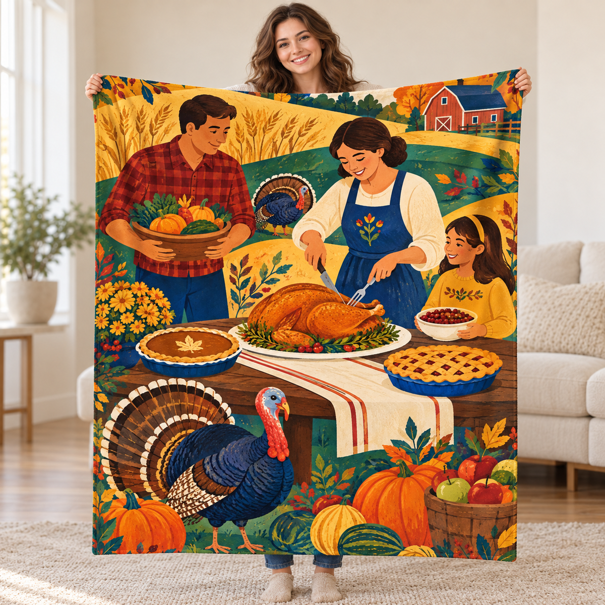 Garden Bands blanket, held open