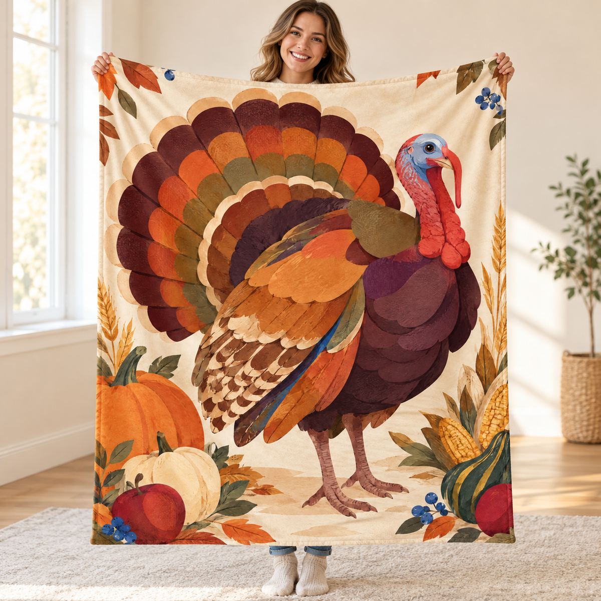 Paper-Shape Turkey blanket, held open