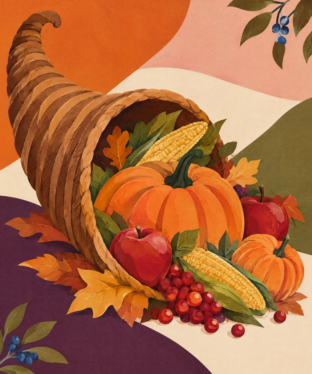 Cornucopia Color Blocks blanket, full design
