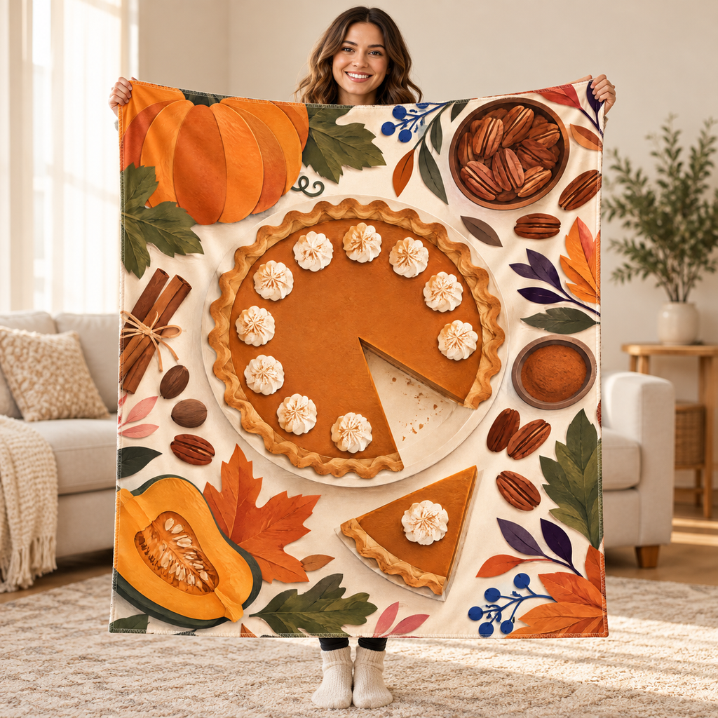 Pumpkin Pie Sunburst blanket, held open