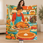 Kitchen Shelves blanket, held open