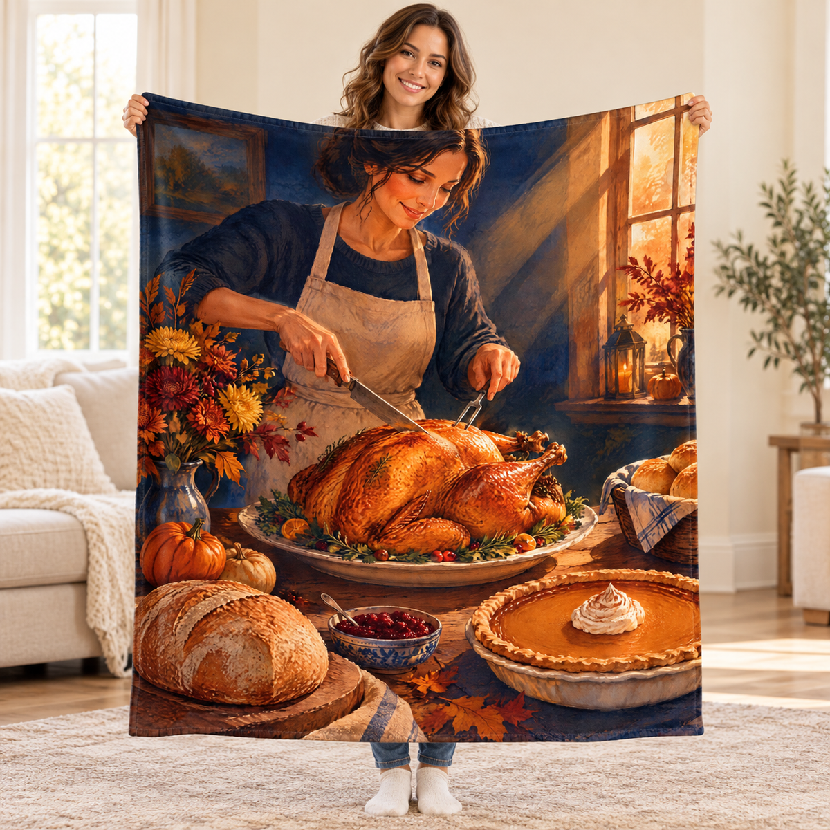 Turkey in Windowlight blanket, held open