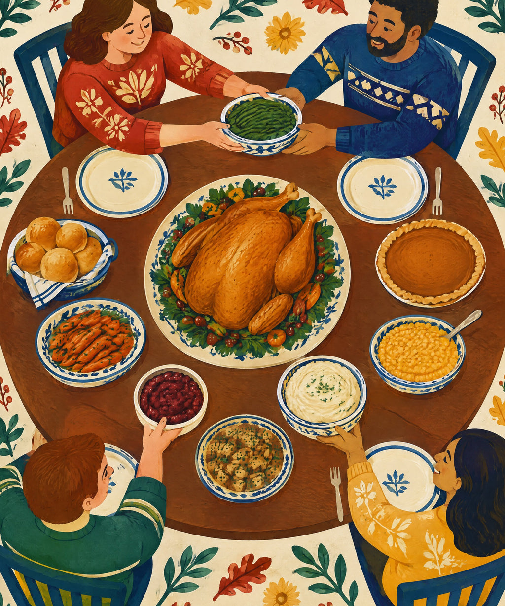 Flattened Feast Table blanket, full design