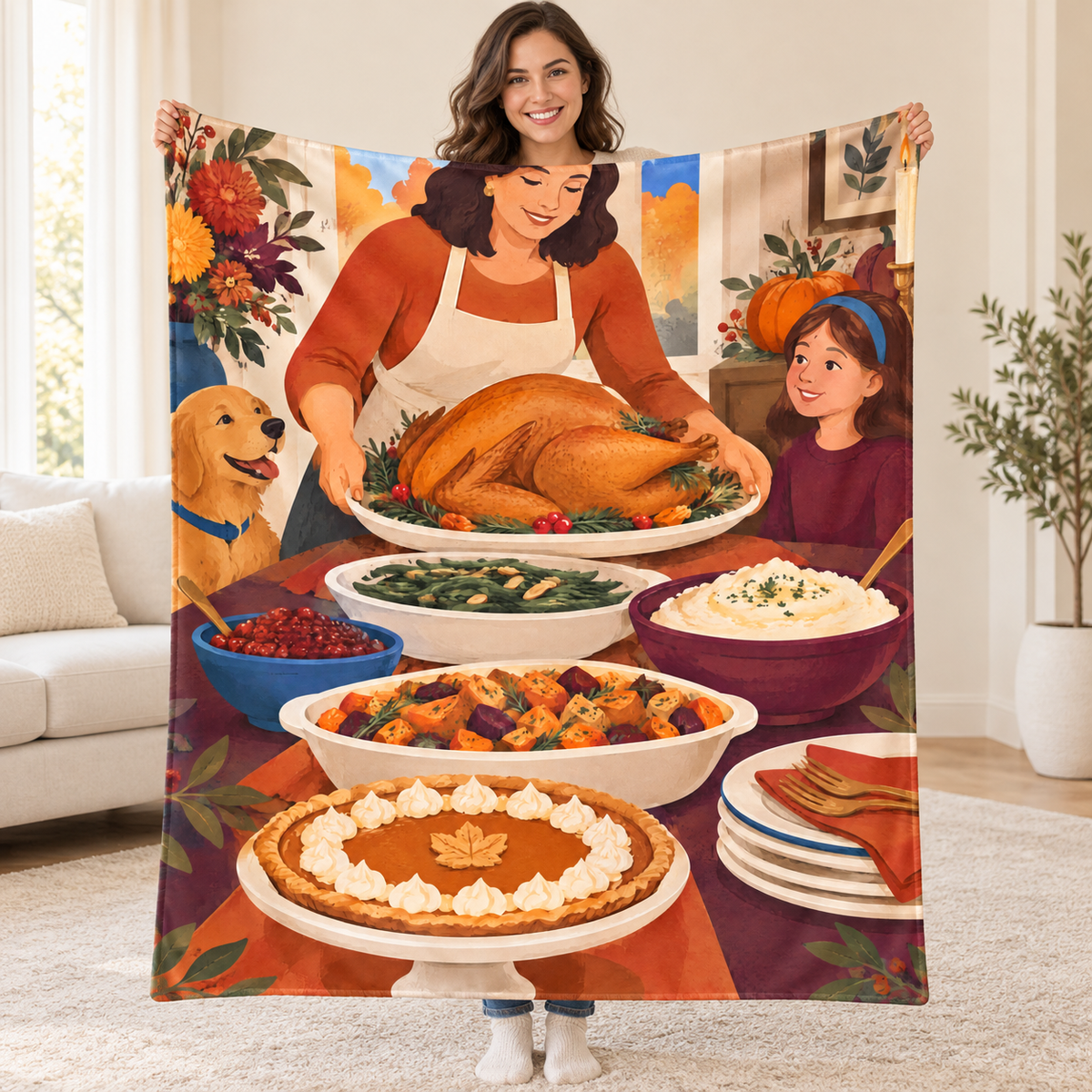 Stack of Serving Plates blanket, held open