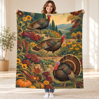 Terraced Garden Turkeys blanket, held open