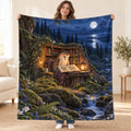 Moonlit Owl Library blanket, held open