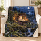 Moonlit Owl Library blanket, on a sofa
