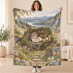 Meadow Poetry Owl blanket, held open