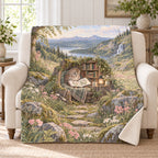Meadow Poetry Owl blanket, on a sofa