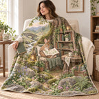 Clover Pages blanket, wrapped around a reader