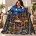 Northern Lights Reader blanket, wrapped around a reader
