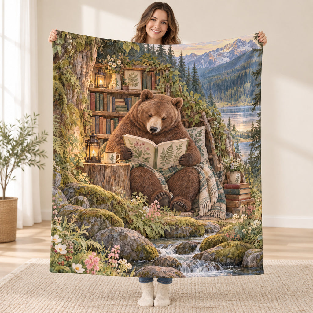 Honey and Poetry blanket, held open