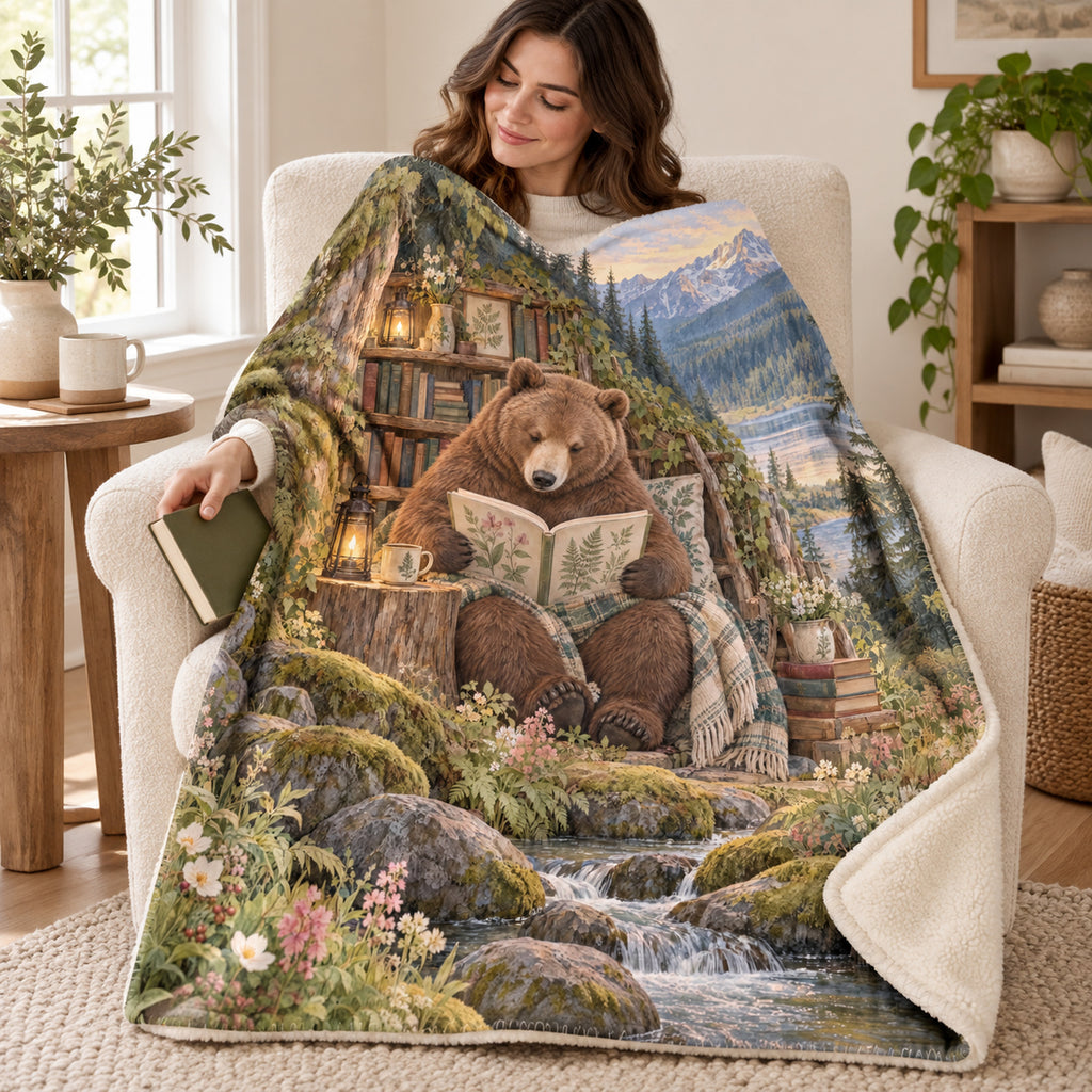 Honey and Poetry blanket, wrapped around a reader