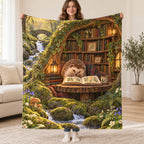The Mossy Library blanket, held open