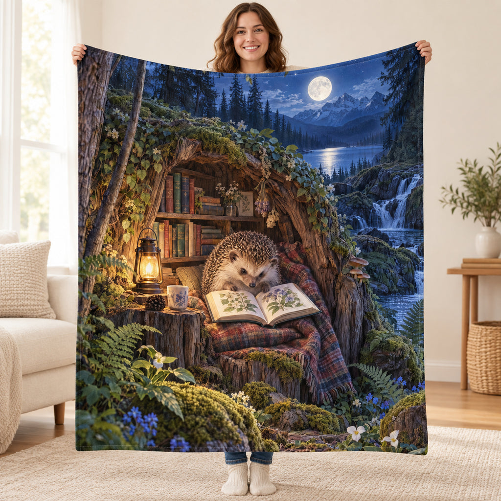 Starlit Hedgehog blanket, held open