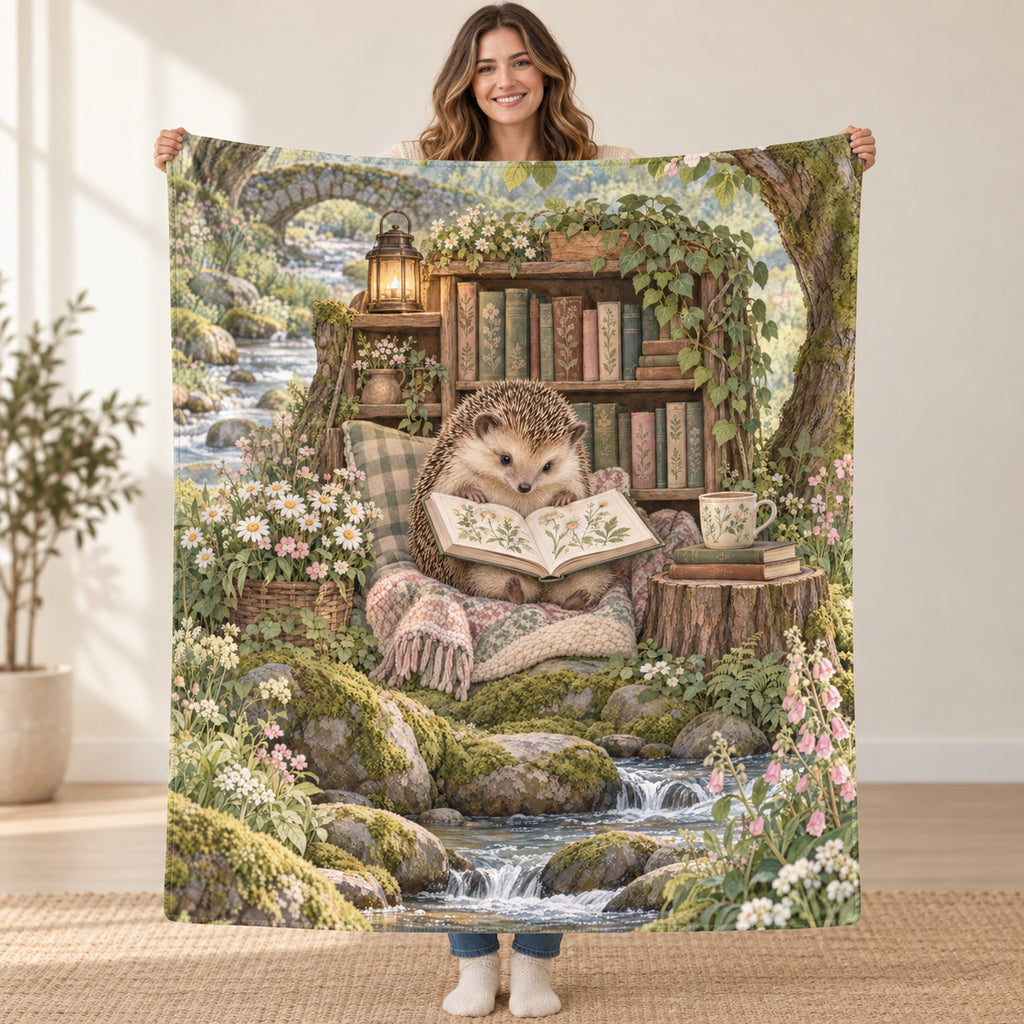 Daisy Poetry blanket, held open