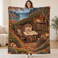 Autumn Leaf Almanac blanket, held open