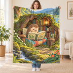 Tiny Book Big Adventure blanket, held open