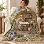 Wildflower Mouse blanket, wrapped around a reader