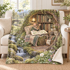 Wildflower Mouse blanket, on a sofa