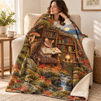 Harvest Manuscript blanket, wrapped around a reader