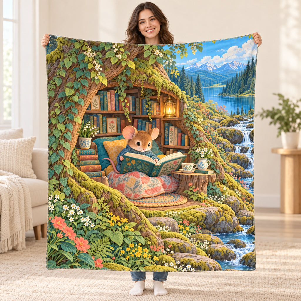 The Teacup Reader blanket, held open