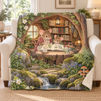 Mouse Family Storytime blanket, on a sofa