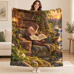 The Riverbank Library blanket, held open