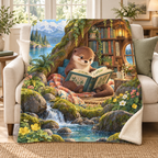 Little Otter's Story blanket, on a sofa
