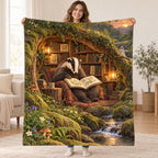 The Underground Library blanket, held open