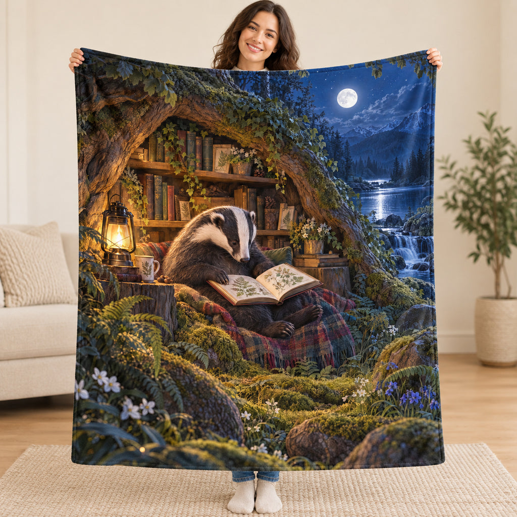 Lamplight Chapters blanket, held open
