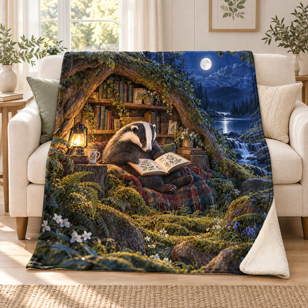 Lamplight Chapters blanket, on a sofa