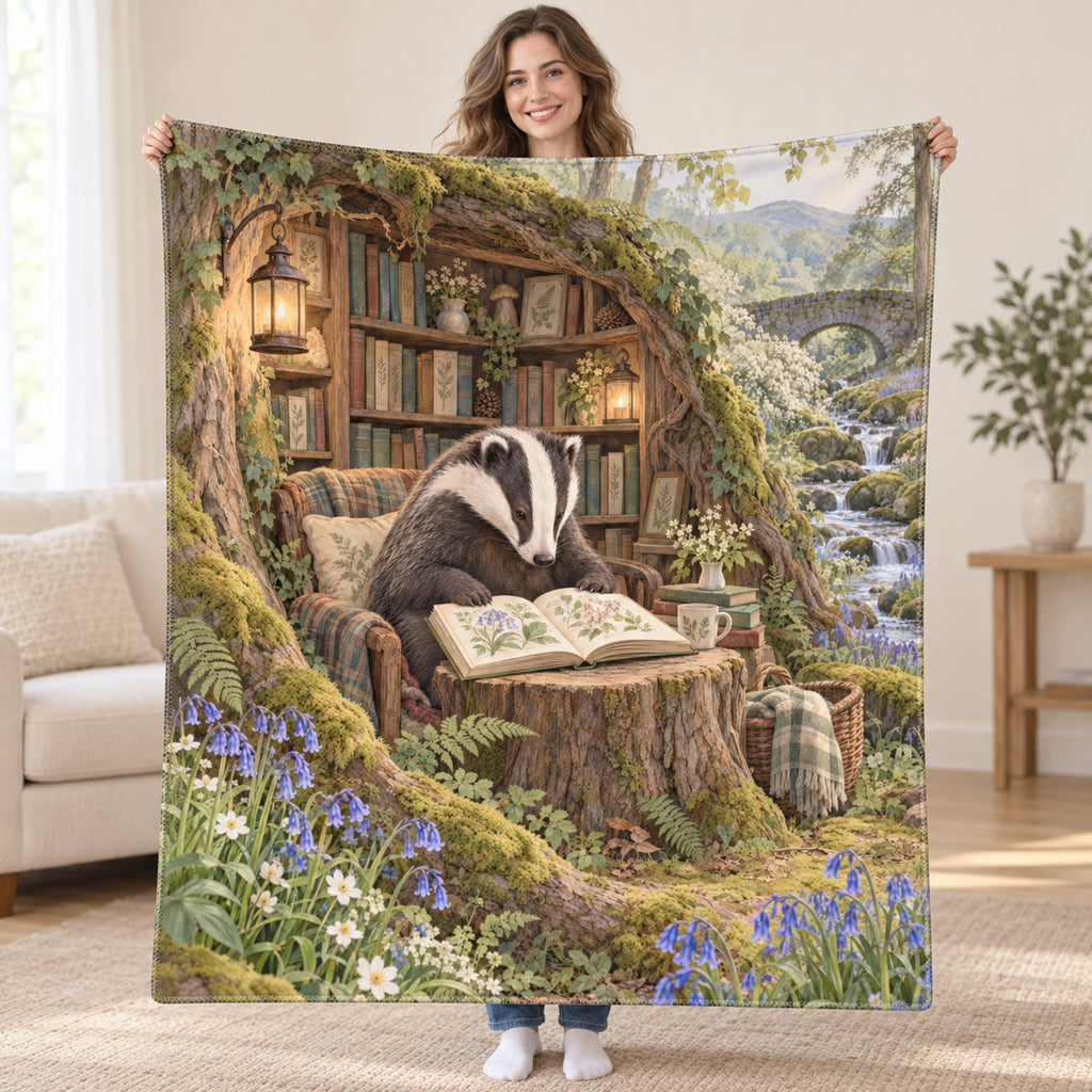 Bluebell Reader blanket, held open