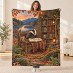 Autumn Sett Stories blanket, held open