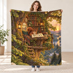 The Treetop Library blanket, held open