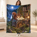 Starlit Squirrel Scholar blanket, held open