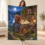 Starlit Squirrel Scholar blanket, held open