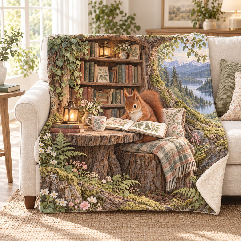 Blossom Branch Reader blanket, on a sofa